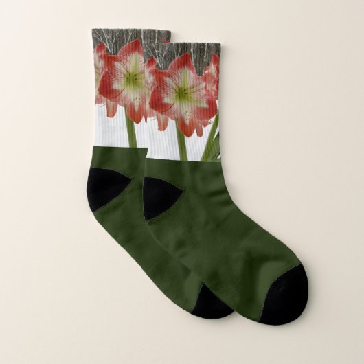 Amaryllis im schneeroten Urlaub Winterflora Socken (Paar)