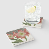 Amaryllis im schneeroten Urlaub Winterflora Steinuntersetzer (Seitenansicht)