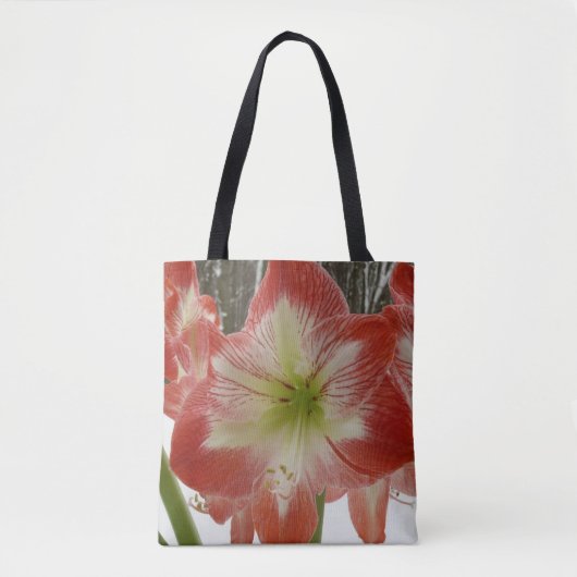 Amaryllis im schneeroten Urlaub Winterflora Tasche (Vorderseite)