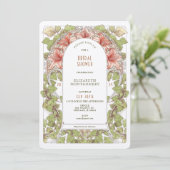 Amaryllis Jugendstil-Dusche für die Braut Einladung (Stehend Vorderseite)