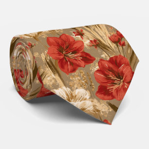 Amaryllis-Muster Herrenbekleidung Seebad-Hochzeit Krawatte