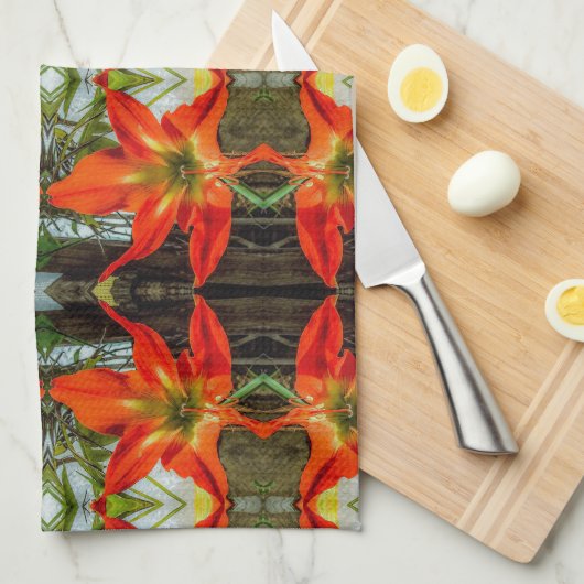 Amaryllis Pattern Kitchen Towels Geschirrtuch (Viertel Falte)