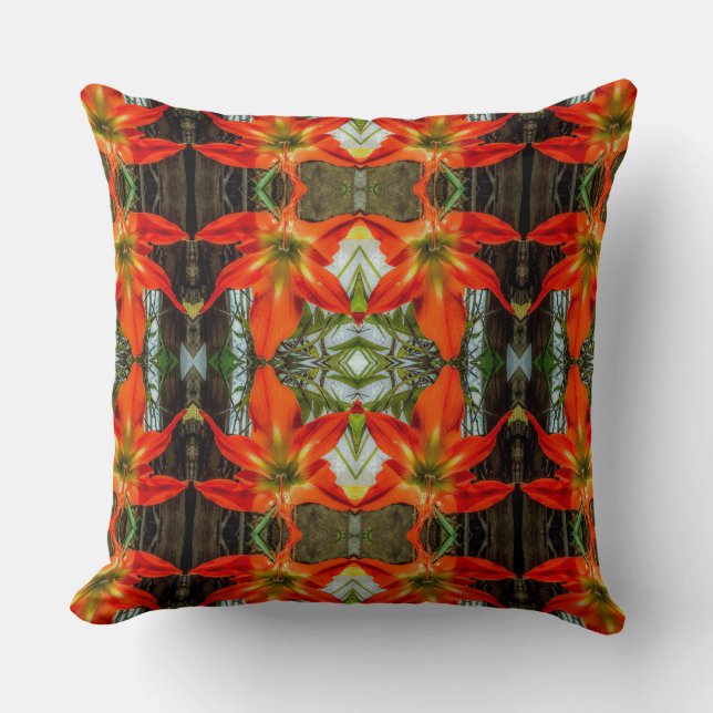 Amaryllis Pattern Throw Pillow Kissen (Vorderseite)