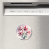 Amaryllis Pink Weiße Blume Magnet (In Situ (Geschirrspüler))