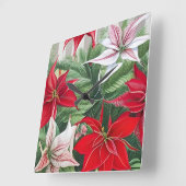 Amaryllis Poinsettia Hybrid AI Art Quadratische Wanduhr (Winkel)