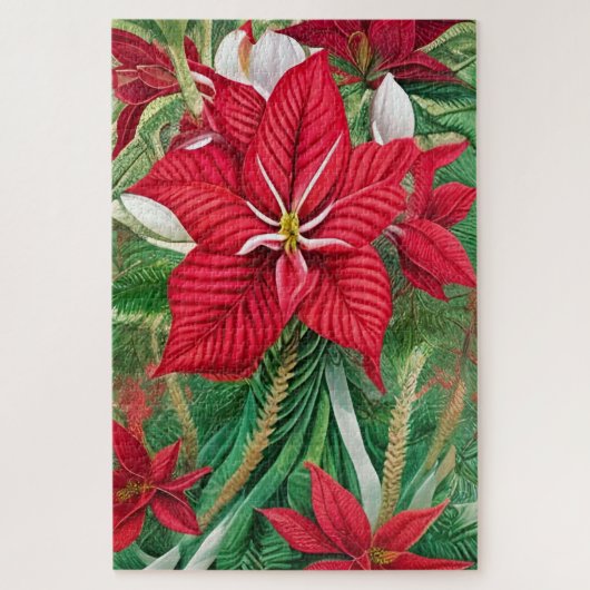 Amaryllis Poinsettia Hybrid Kunst Puzzle (Vertikal)