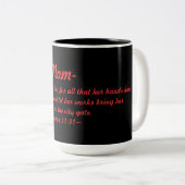 Amaryllis Proverbs 31:31 Zweifarbige Tasse (VorderseiteRechts)