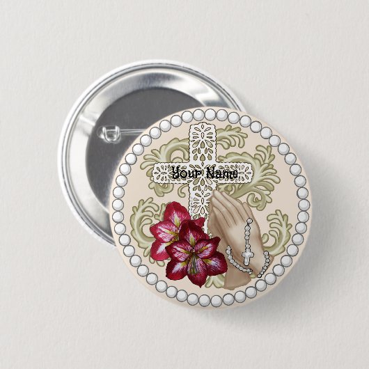 Amaryllis Rosary Button (Vorne & Hinten)