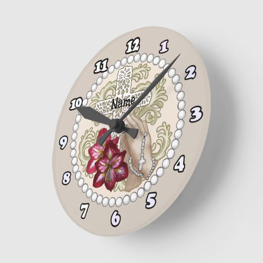 Amaryllis Rosary Clock Runde Wanduhr (Winkel)