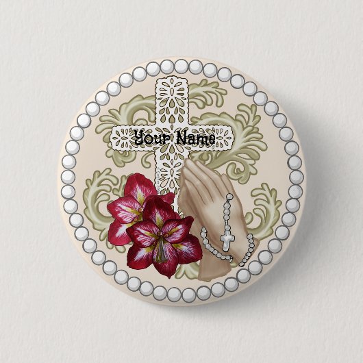 Amaryllis Rosenkranz Button (Vorderseite)