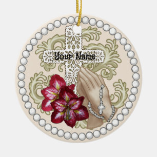 Amaryllis Rosenkranz-Ornament Keramik Ornament
