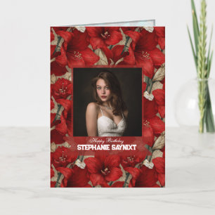 Amaryllis Roter Garten Meilenstein Geburtstag Boho Karte