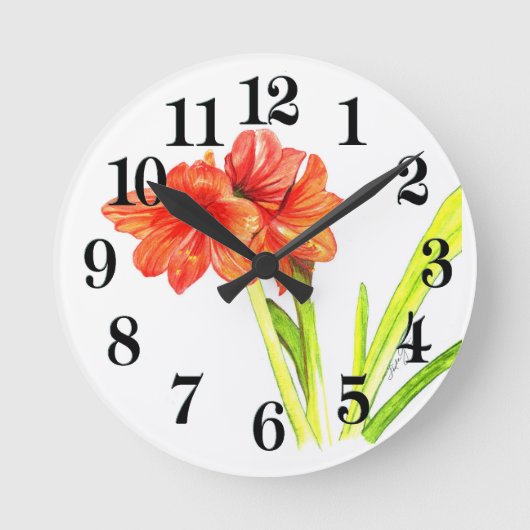 Amaryllis Runde Wanduhr (Vorderseite)