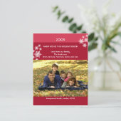 Amaryllis Snowflakes: Christmas Foto Postcard Feiertagspostkarte (Stehend Vorderseite)