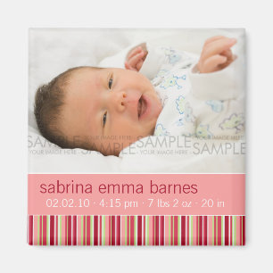 Amaryllis-Streifen • Baby-Mitteilung Magnet