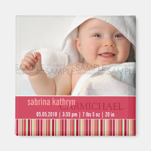 Amaryllis Stripes ・ Kinderankündigung Magnet (Vorne)