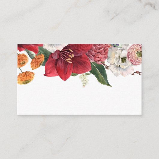 Amaryllis und Chrysanthemums Botanische Hochzeit Platzkarte (Vorderseite)