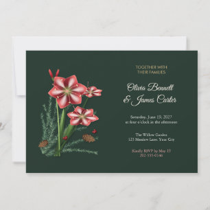 Amaryllis- und Kiefern-Winterhochzeitseinladung Einladung
