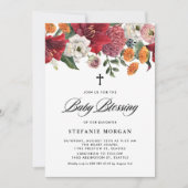 Amaryllis und Mums Botanisches Baby Segnen Einladung (Vorderseite)