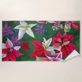 Amaryllis und Poinsettia Kunst und Kunst des Blume Strandtuch (Vorderseite)