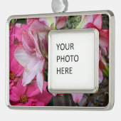 Amaryllis und Poinsettia Rote Blume Rahmen-Ornament Silber (Links)