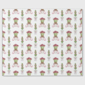 Amaryllis und Topiary Monogram Geschenkpapier (Flach)