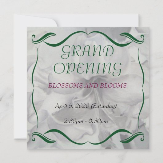 AMARYLLIS WATERCOLOR BLUME GRAND ÖFFNUNG EINLADUNG (Vorderseite)