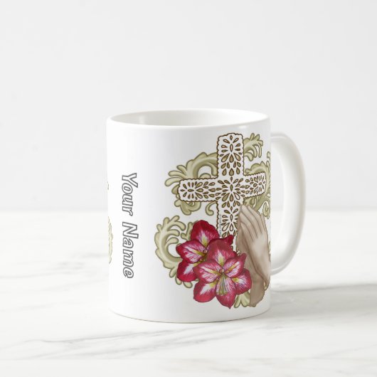 Amaryllis Wh Christian Cross Kaffeetasse (VorderseiteRechts)