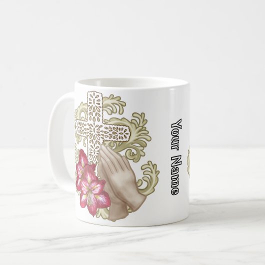 Amaryllis Wh Christian Cross Kaffeetasse (Vorderseite Links)
