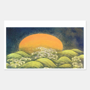 AMATERASU, SONNE-GÖTTIN, Gelbgrünschwarzes Rechteckiger Aufkleber