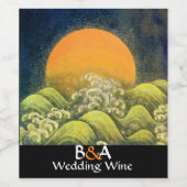 AMATERASU, SONNENGODESS, gelbe weiße Hochzeit Weinetikett (Einzelnes Label)