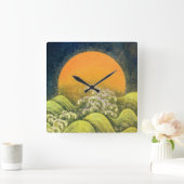 AMATERASU, SUN GODDESS, gelb grün Quadratische Wanduhr (Zuhause)