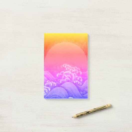 AMATERASU SUN GODDESS Pink Yellow Blue Post-it Klebezettel (Auf Schreibtisch)