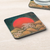 AMATERASU, SUN GODDESS red brown black Getränkeuntersetzer (Linke Seite)