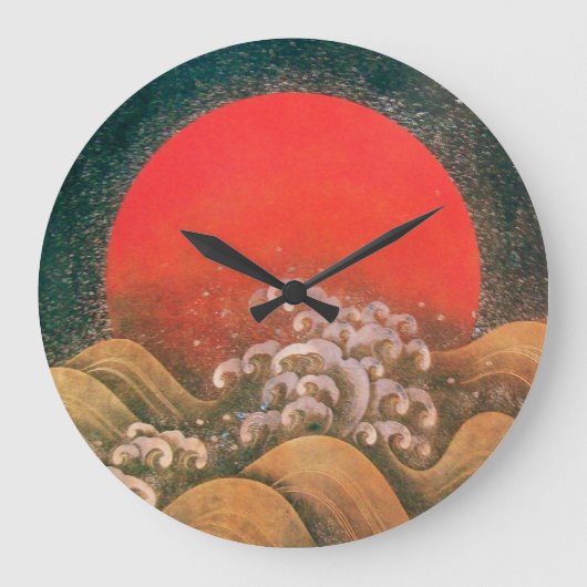 AMATERASU, SUN GODDESS red brown black Große Wanduhr (Vorderseite)