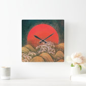 AMATERASU, SUN GODDESS red brown black Quadratische Wanduhr (Zuhause)