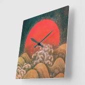 AMATERASU, SUN GODDESS red brown black Quadratische Wanduhr (Winkel)
