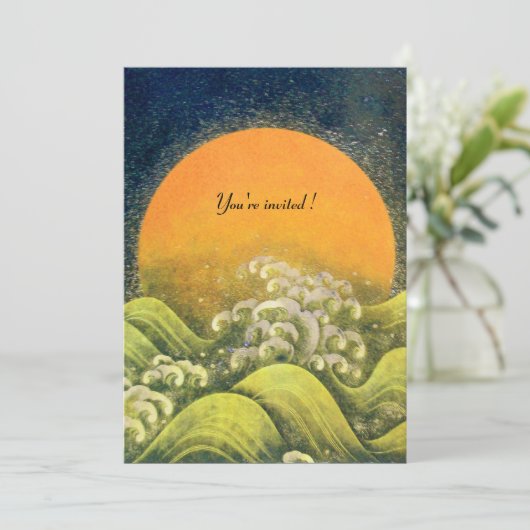 AMATERASU, SUN GODESS, gelb grün, schwarz Einladung (Stehend Vorderseite)