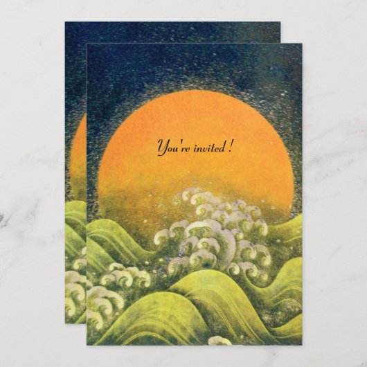 AMATERASU, SUN GODESS, gelb grün, schwarz Einladung (Vorne/Hinten)