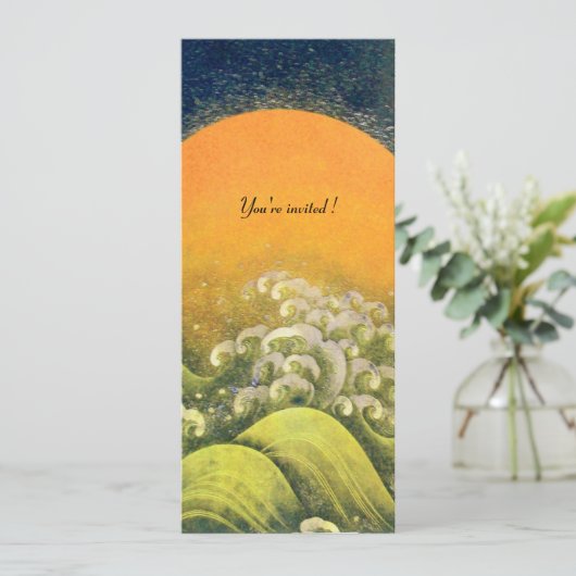 AMATERASU, SUN GODESS, gelb grün, schwarz Einladung (Stehend Vorderseite)