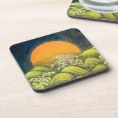 AMATERASU, SUN GODESS, gelb grün, schwarz Getränkeuntersetzer (Linke Seite)