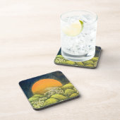 AMATERASU, SUN GODESS, gelb grün, schwarz Getränkeuntersetzer (Rechte Seite)