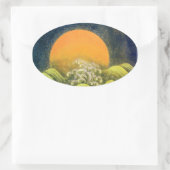 AMATERASU, SUN GODESS, gelb grün, schwarz Ovaler Aufkleber (Tasche)