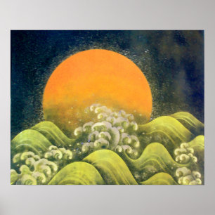 AMATERASU, SUN GODESS, gelb grün, schwarz Poster