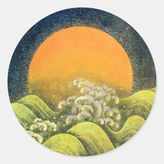 AMATERASU, SUN GODESS, gelb grün, schwarz Runder Aufkleber (Vorderseite)