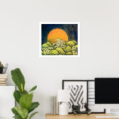 AMATERASU, SUN GODESS, gelb grün Schwarz-weiß Poster (Heimbüro)