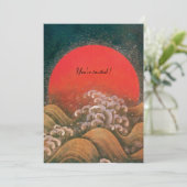 AMATERASU, SUN GODESS, gelbes, schwarz-rotes Eis Einladung (Stehend Vorderseite)