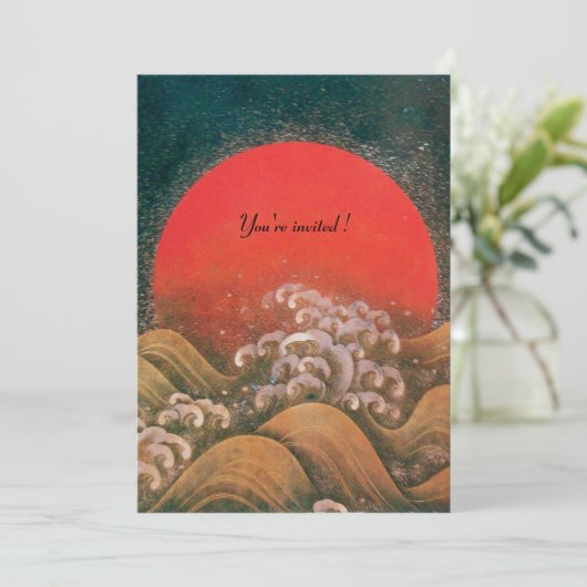 AMATERASU, SUN GODESS, gelbes, schwarz-rotes Eis Einladung (Stehend Vorderseite)