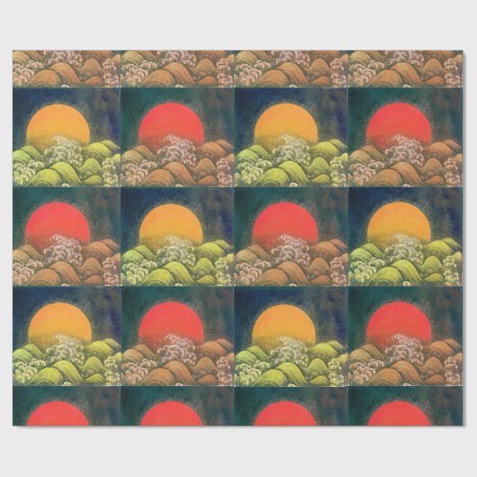 AMATERASU SUN GODESS rot, grün, gelb, schwarz Geschenkpapier (Flach)