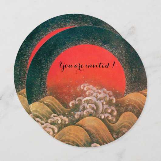 AMATERASU , SUN GODESS , rot schwarz braun Einladung (Vorne/Hinten)